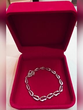 JORGE REVILLA 925 Silver Bean  Sterling Silver Bracelet Fits 7 To 8 In Wrist